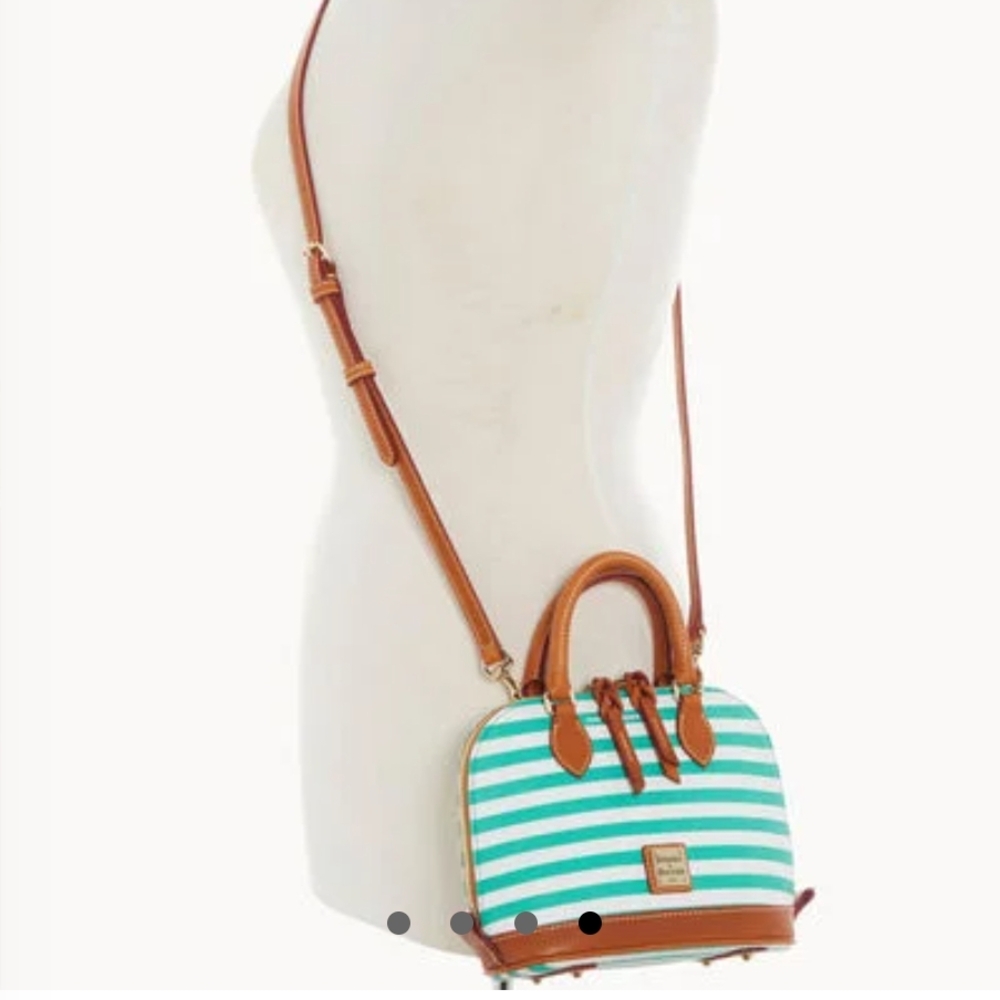 Dooney & Bourke Green and Tan Striped Women's Bag